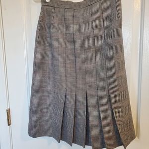 Vintage Lands End Wool Pleated Below-Knee Length Midi Skirt